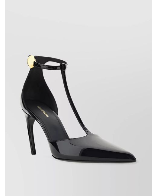 Ferragamo White Leather T-Strap Pumps