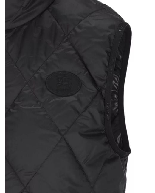Burberry Black Quilted Down Gilet High Collar Casual