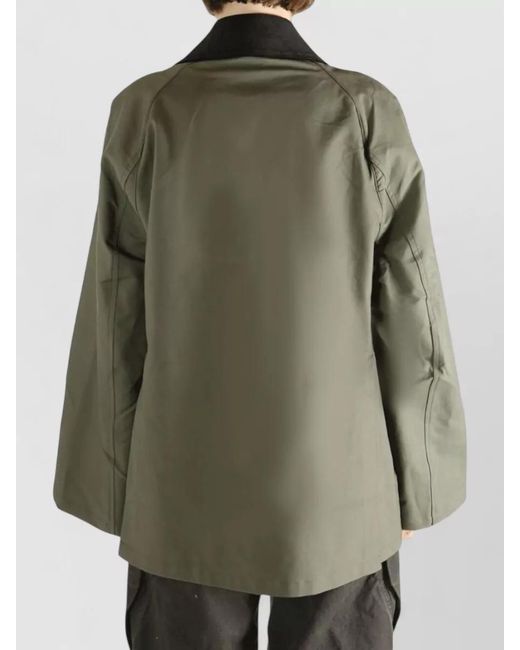 Totême  Green Cotton Jacket Country Style Corduroy Collar