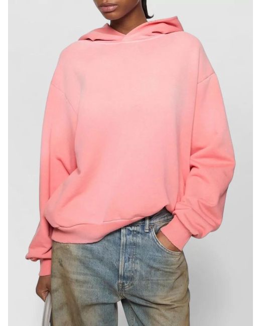 Acne Pink Logo Cotton Hoodie Long Sleeve Design