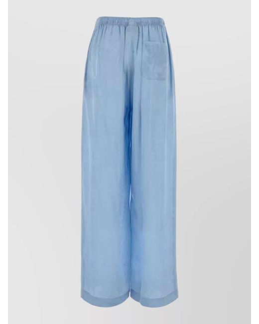Balenciaga Blue Silk Wide-Leg Trousers