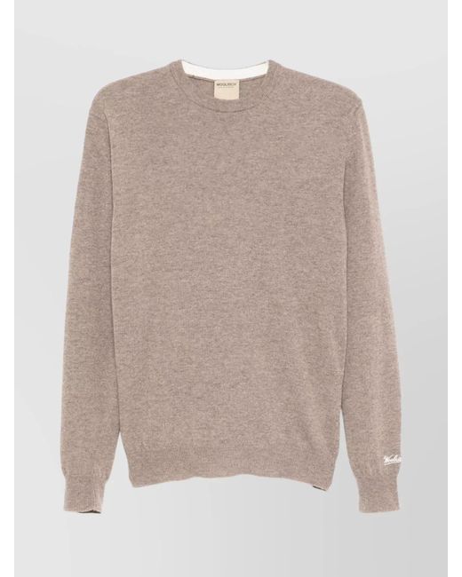 Woolrich Men's Natural Long Sleeve Rib-Knit Crewneck Sweater