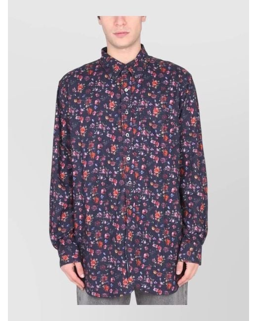 Engineered Garments Blue Relaxed Shirt Button Down Collar Floral for men
