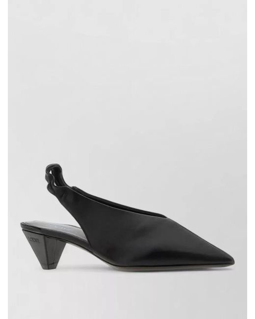 Loewe Black Leather Origami Cubic Mules