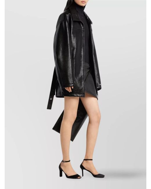 Courreges Black Vinyl Oversized Bomber Jacket