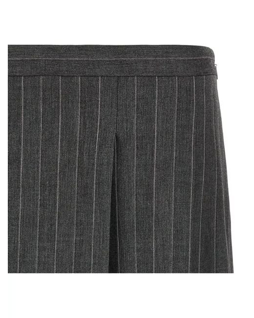 Pinko Gray High Waist Skirt Pinstripe Pattern Slit