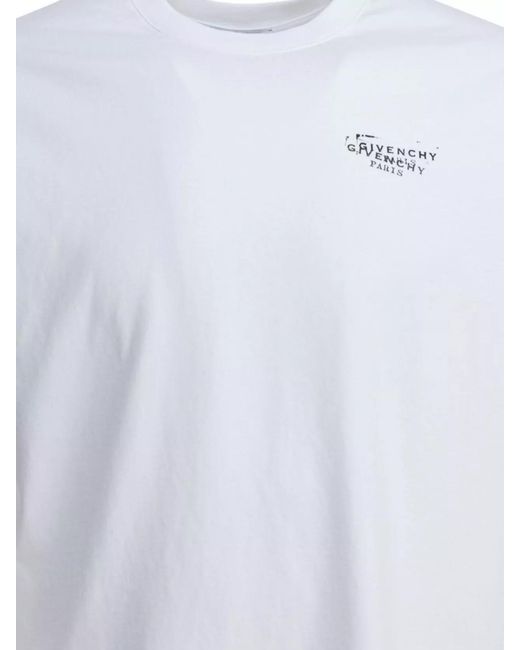 Givenchy White Cotton Logo Print T-Shirt for men