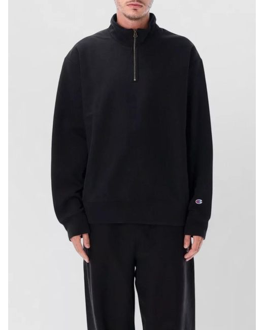 Champion Blue Half Zip Fleece Patch Relaxed Fit for men