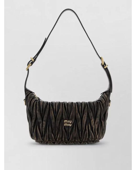 Miu Miu Black Matelassé Leather Shoulder Bag