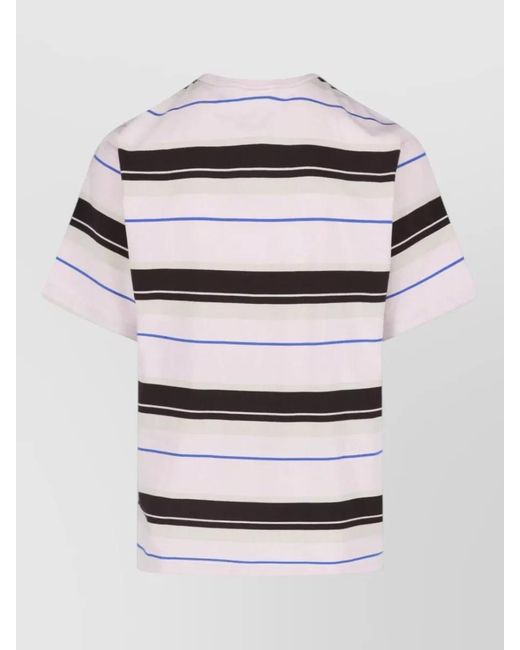 Adidas White Crew Neck Shirt Short Sleeves Stripes for men