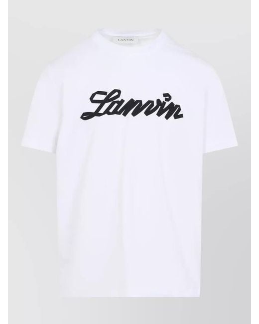 Lanvin White Embroidered Logo Cotton T-Shirt for men