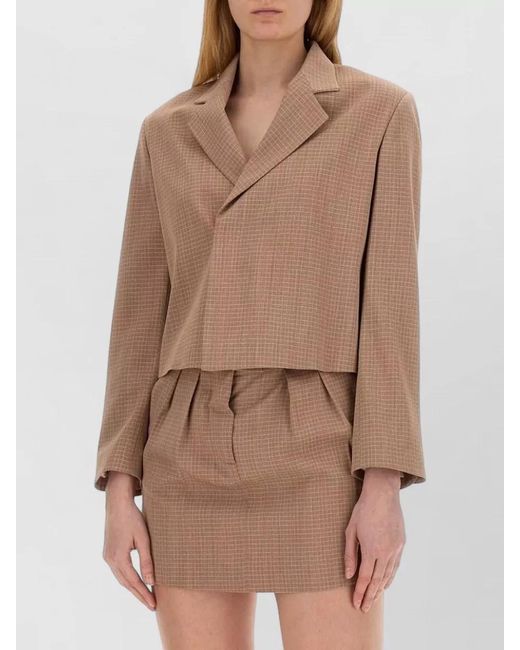 Alysi Natural Short Jacket Single Breasted Notched Lapels