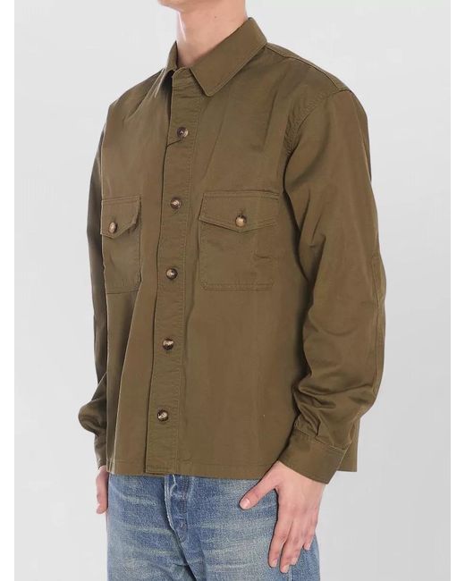 Saint Laurent Green Cotton Twill Overshirt for men