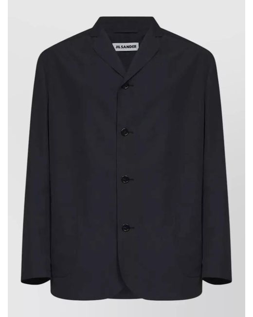 Jil Sander Blue Boxy Lapel Collar Waterproof Sport Coat for men
