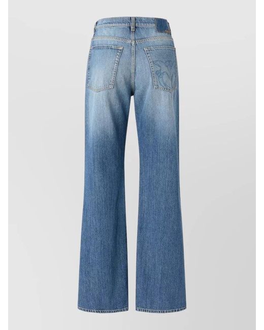 Pinko Blue Cotton Wide-Leg Jeans