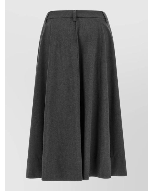 Brunello Cucinelli Gray High Waist Flared Wool Pleated Pants