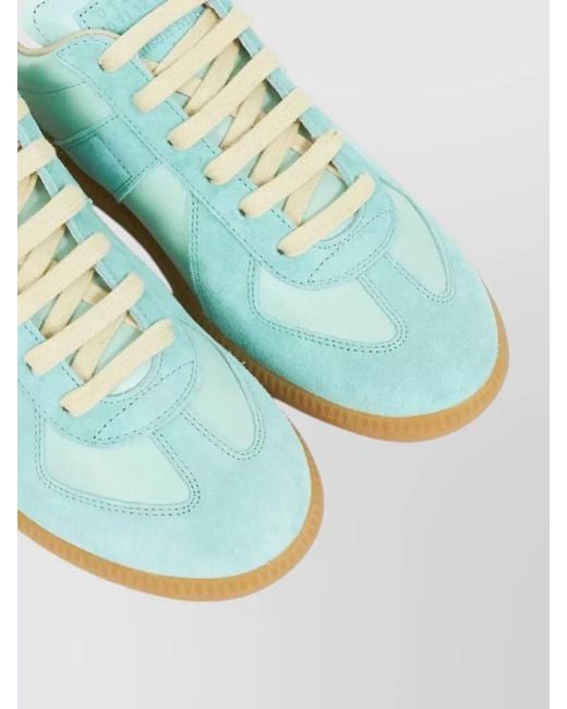 Maison Margiela Blue Replica Lace Up Shoes Suede Leather for men