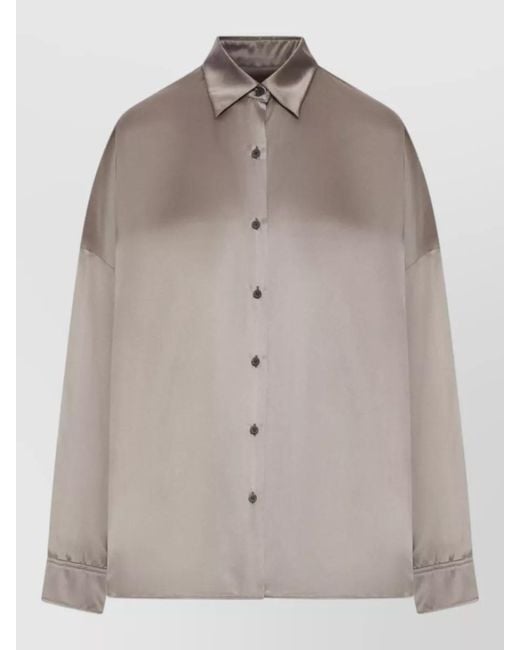 Dries Van Noten Brown Satin-Effect Silk Shirt