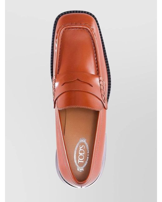 Tod's Red Leather Loafers