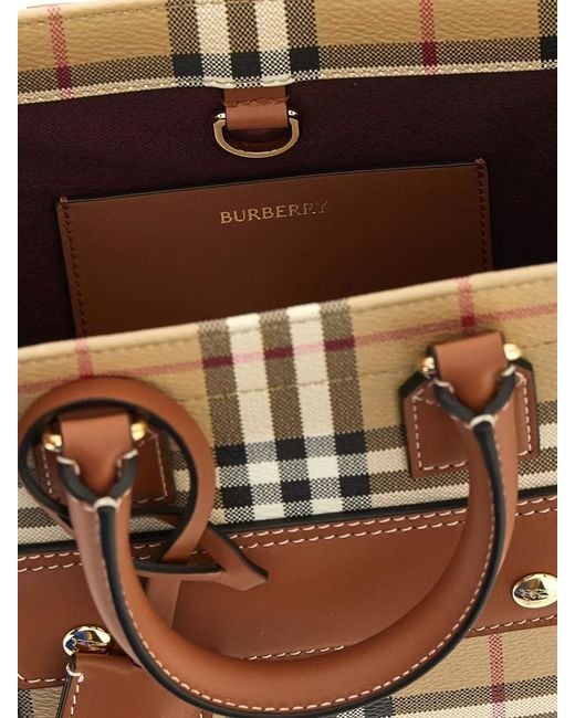 Burberry Brown Freya Check Shoulder Bag Top Handles