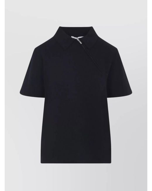 Miu Miu Black Short Sleeve Polo Shirt With Collar Design