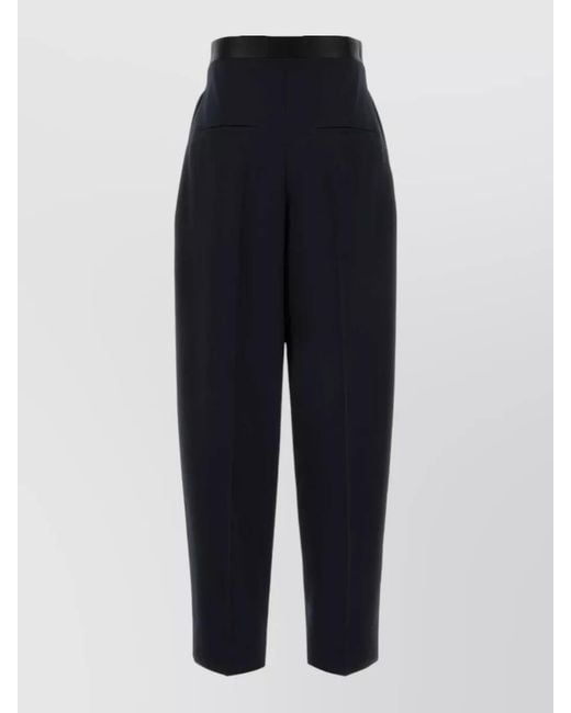 Bottega Veneta Blue Wool Wide Leg Pleated Tailored Pant
