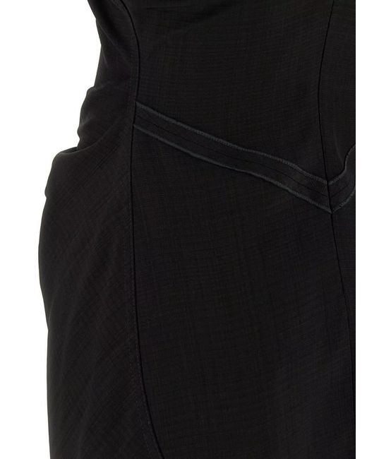Victoria Beckham Black Gathered Waist Viscose Mini Dress