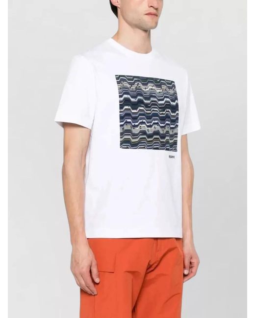 Missoni White Zigzag Print Crew Neck Short Sleeve T-Shirt for men