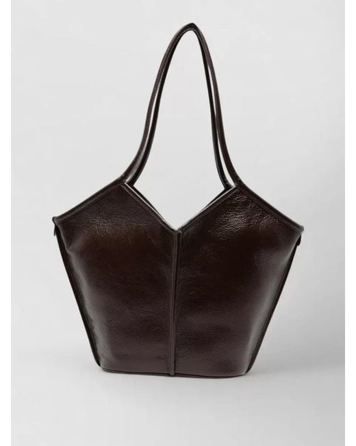 Hereu Black Calella Small Leather Shoulder Tote Bag