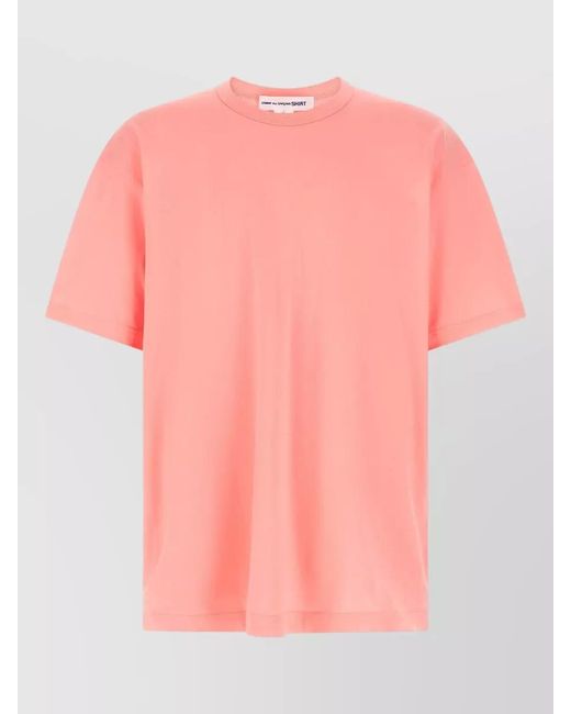 Comme des Garçons Pink Logo Detail Crew Neck Short Sleeve T-Shirt for men
