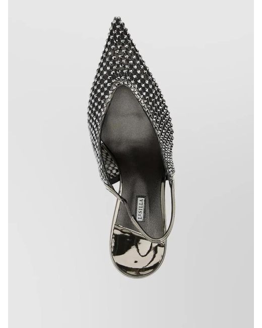 Le Silla Gray Gilda Slingback Pumps Pointed Toe Stiletto