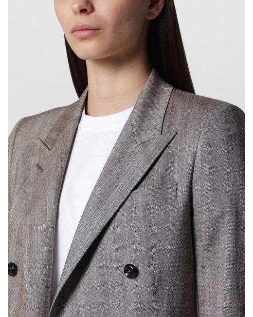 Tagliatore Gray Double Breasted Suit Jacket Notched Lapels