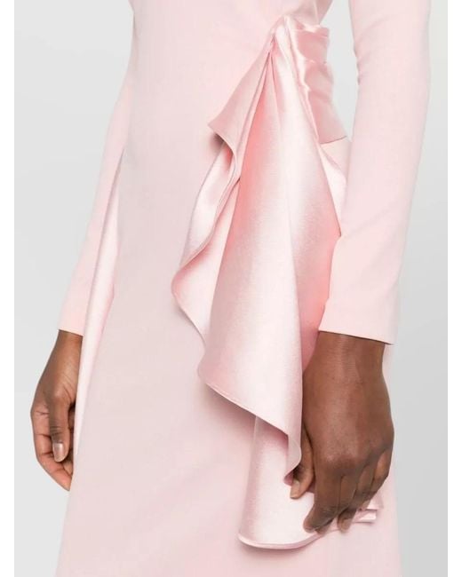 Solace London Pink Kiana Satin Off Shoulder Slit Gown