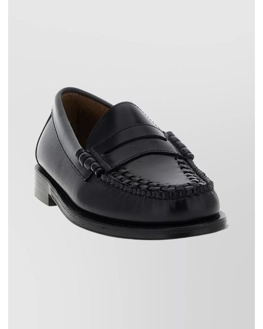 G.H.BASS Black Leather Weejuns Larson Weave Loafers for men