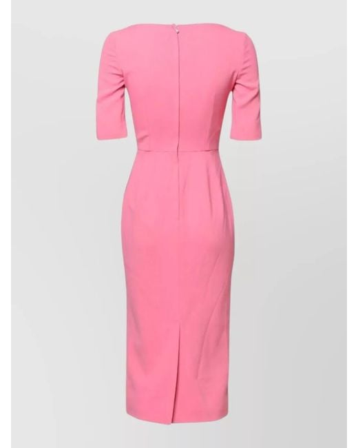 Dolce & Gabbana Pink Viscose Short Sleeve Sheath Midi Dress