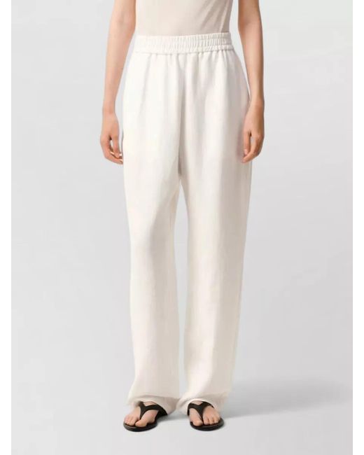 AMI White Elasticated Waist Tailored Trousers