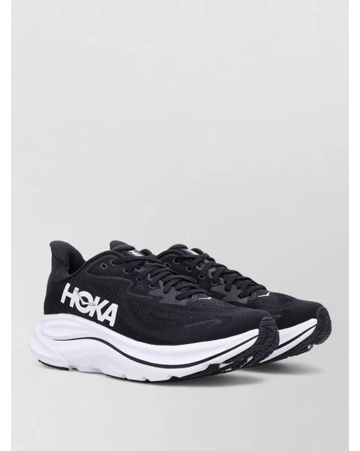 Hoka One One White Clifton Mesh Metarocker Rubber Outsole Sneakers for men