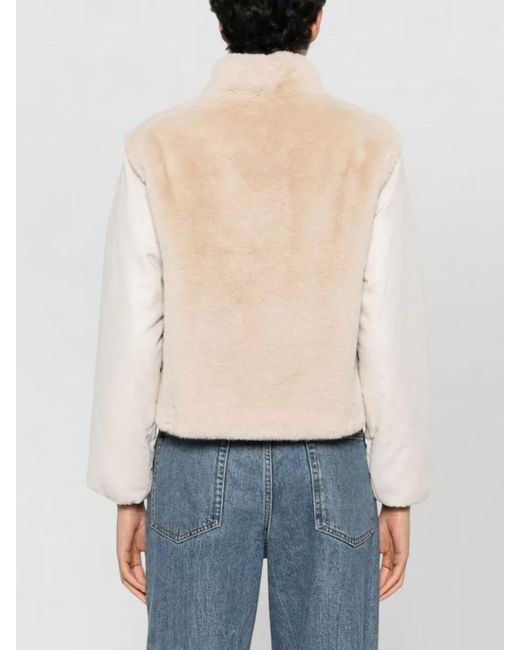Herno White Faux Fur High Neck Short Coat