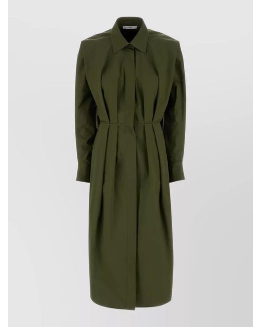 Givenchy Green Cotton Poplin Long-Sleeve Midi Shirt Dress