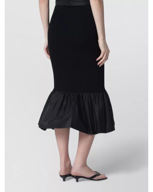 Patou Black Ruffled Fitted Skirt