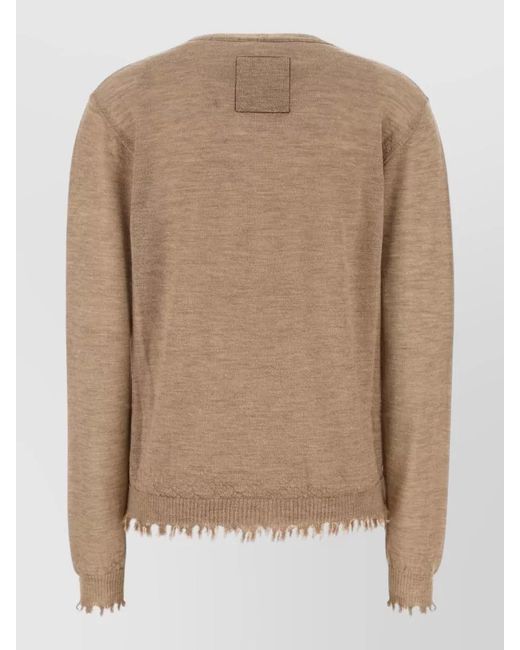 Uma Wang Natural Knitwear V Neck Long Sleeve Sweater