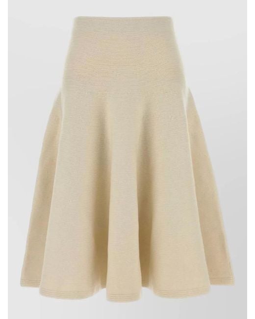 Alaïa Natural Stretch Cashmere Blend Skirt High Waist