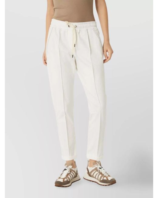 Brunello Cucinelli White Cotton Track Pants