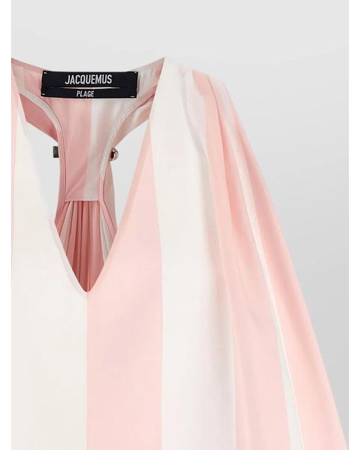 Jacquemus Pink Norma Halter Neck Striped Open Back Top