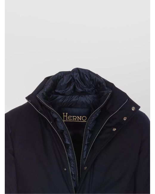 Herno Blue Down Long-Sleeve High-Neck Puffer Jacket for men