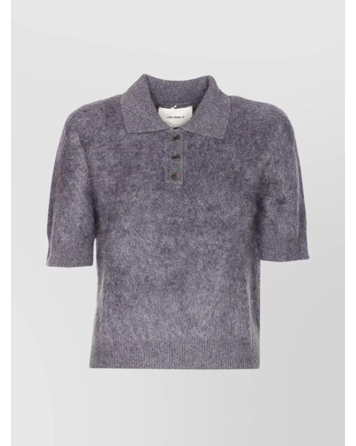 Lisa Yang Blue Ribbed Knitwear Short Sleeves