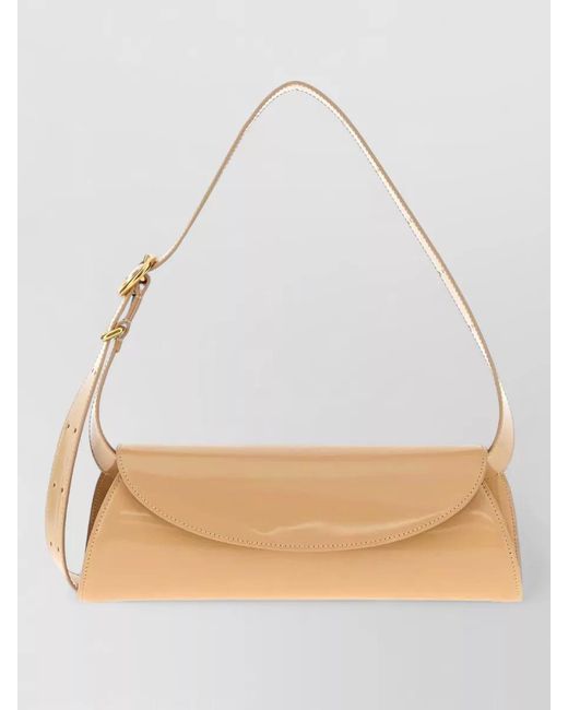 Jil Sander Natural Leather Cannolo Small Shoulder Clutch Bag