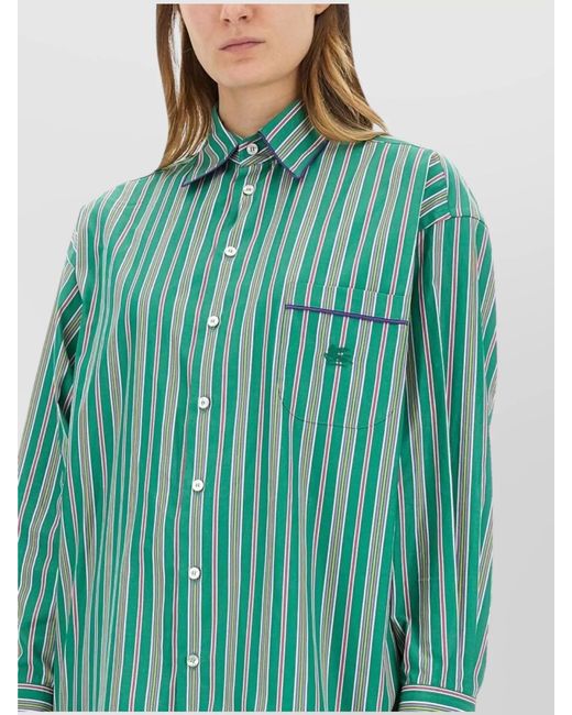 Etro Green Relaxed Stripes Shirt