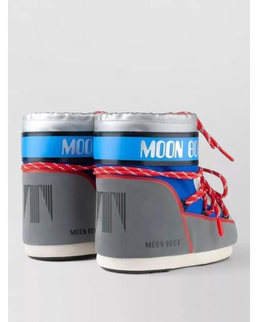 Moon Boot Blue Icon Low Ankle Racing Flat Boot