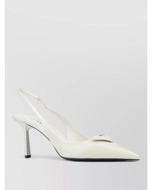 Prada White Slingback Sandals Pointed Toe Stiletto Heel